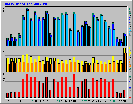 Daily usage for July 2013