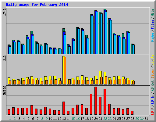 Daily usage for February 2014
