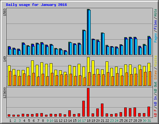 Daily usage for January 2016
