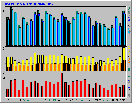 Daily usage for August 2017