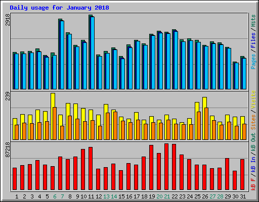 Daily usage for January 2018