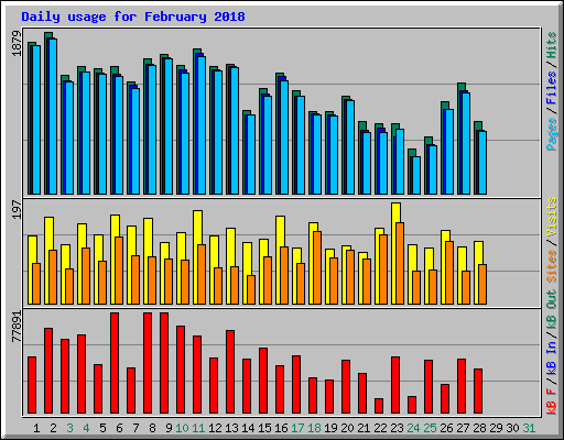 Daily usage for February 2018