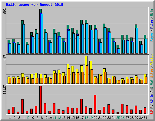 Daily usage for August 2018