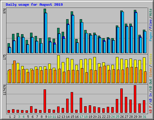 Daily usage for August 2019