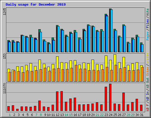Daily usage for December 2019