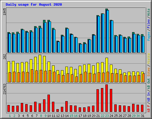 Daily usage for August 2020