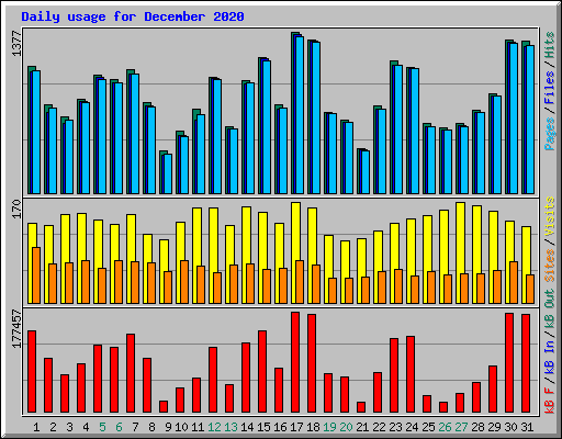 Daily usage for December 2020