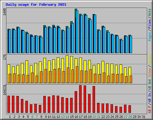 Daily usage for February 2021
