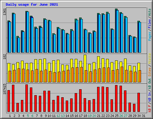 Daily usage for June 2021