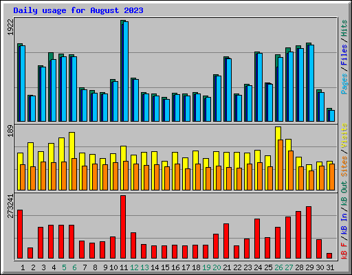 Daily usage for August 2023