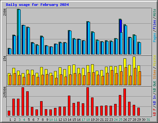 Daily usage for February 2024