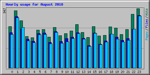 Hourly usage for August 2018