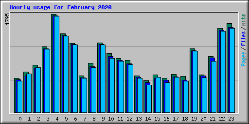 Hourly usage for February 2020